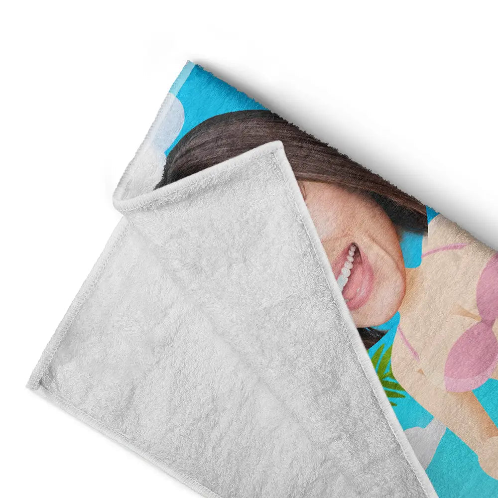 Custom Photo Funny Hot Couple - Personalized Beach Towel