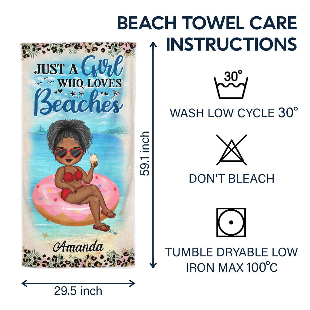 Salty Lil' Beach Tanned And Tipsy Pool Hair Don't Care - Birthday, Anniversary, Travel, Vacation Gift For Woman - Personalized Beach Towel